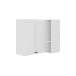 Armário Aéreo de Cozinha 94 cm 2 Portas com Nicho de Canto MDF Branco Bella Carraro