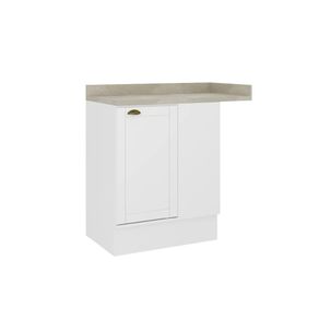 Balcão de Cozinha Canto 94cm 1 Porta MDF Bella Branco Carraro