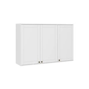 Armário Aéreo de Cozinha 120cm 3 Portas MDF Branco Bella Carraro