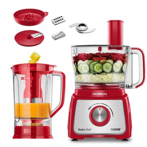 Multiprocessador Mondial Turbo Chef 7 em 1 MPN-01-RE 2 Velocidades 1000W Vermelho - 110V